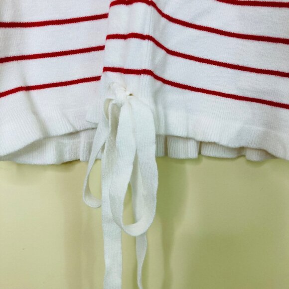 Pink Lily Knit Tank Top Women's Medium White Red Stripe Summer Tie Front - Picture 5 of 8